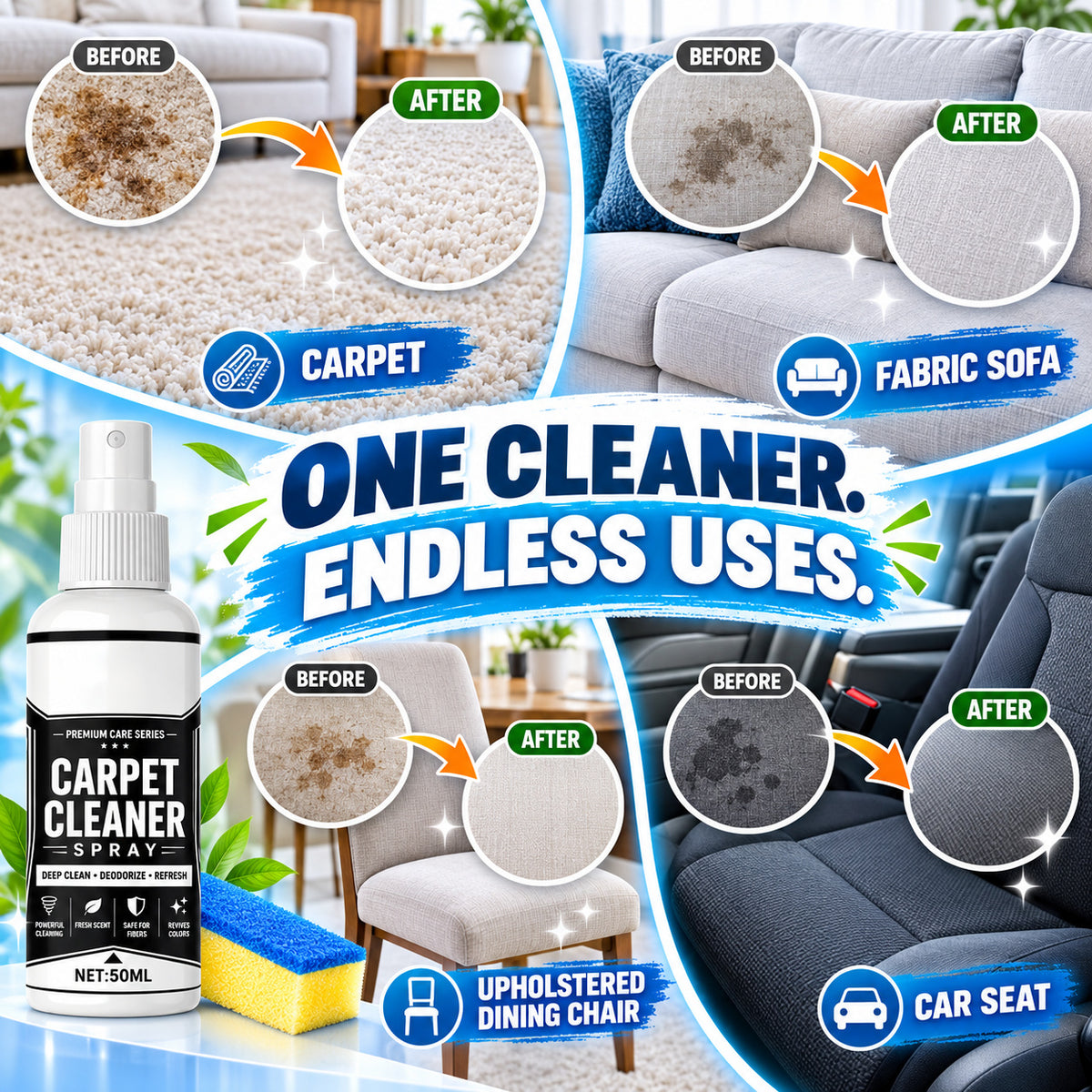 Deep Cleaning Carpet & Upholstery Cleaner Spray