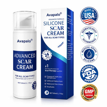 Avapalo® Advanced Silicone Scar Gel – Professional Scar Removal Cream for Surgical Scars, Keloids, Stretch Marks, C-Section & Old or New Scars Repair Treatment