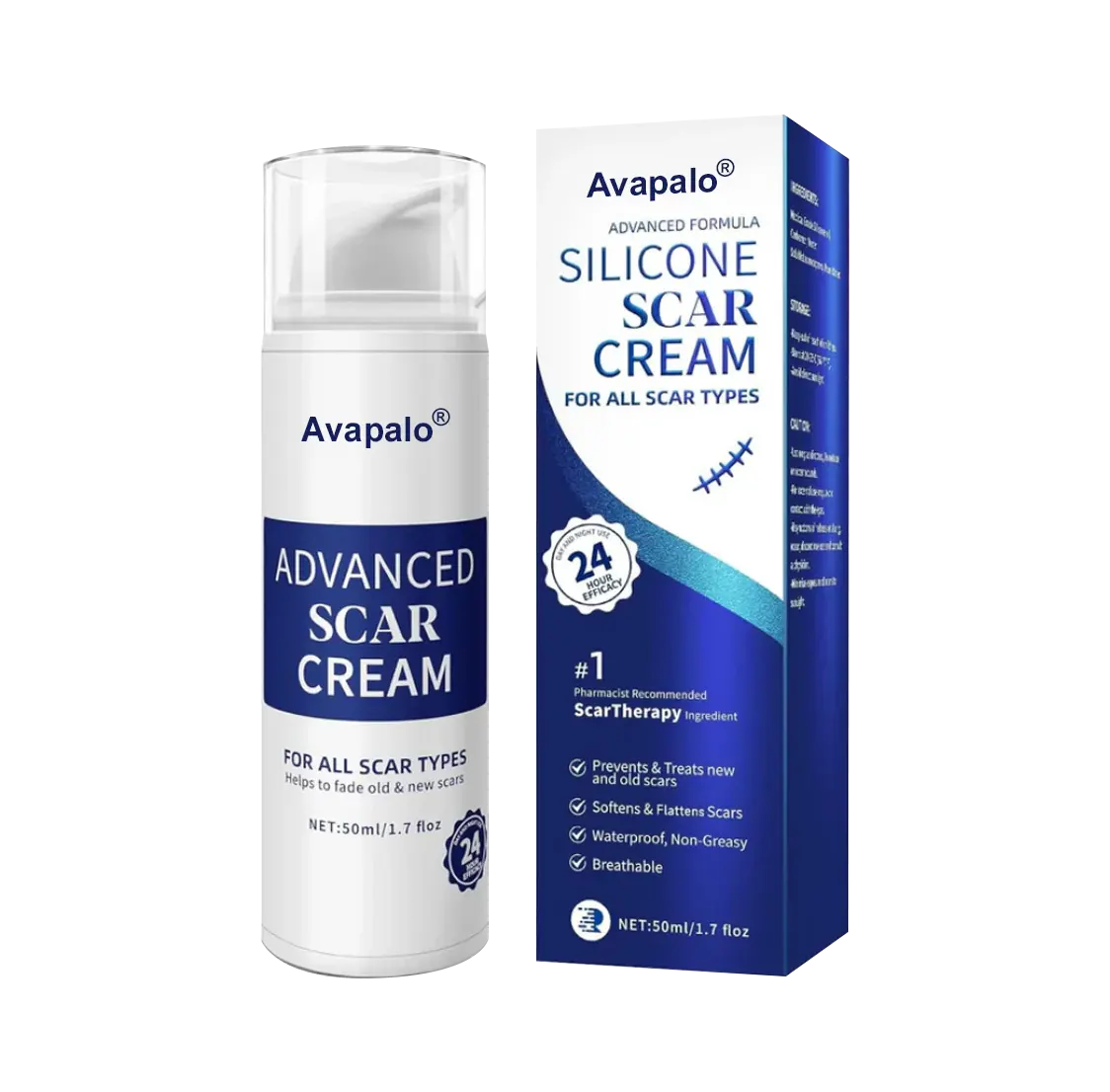 Avapalo® Advanced Silicone Scar Gel – Professional Scar Removal Cream for Surgical Scars, Keloids, Stretch Marks, C-Section & Old or New Scars Repair Treatment