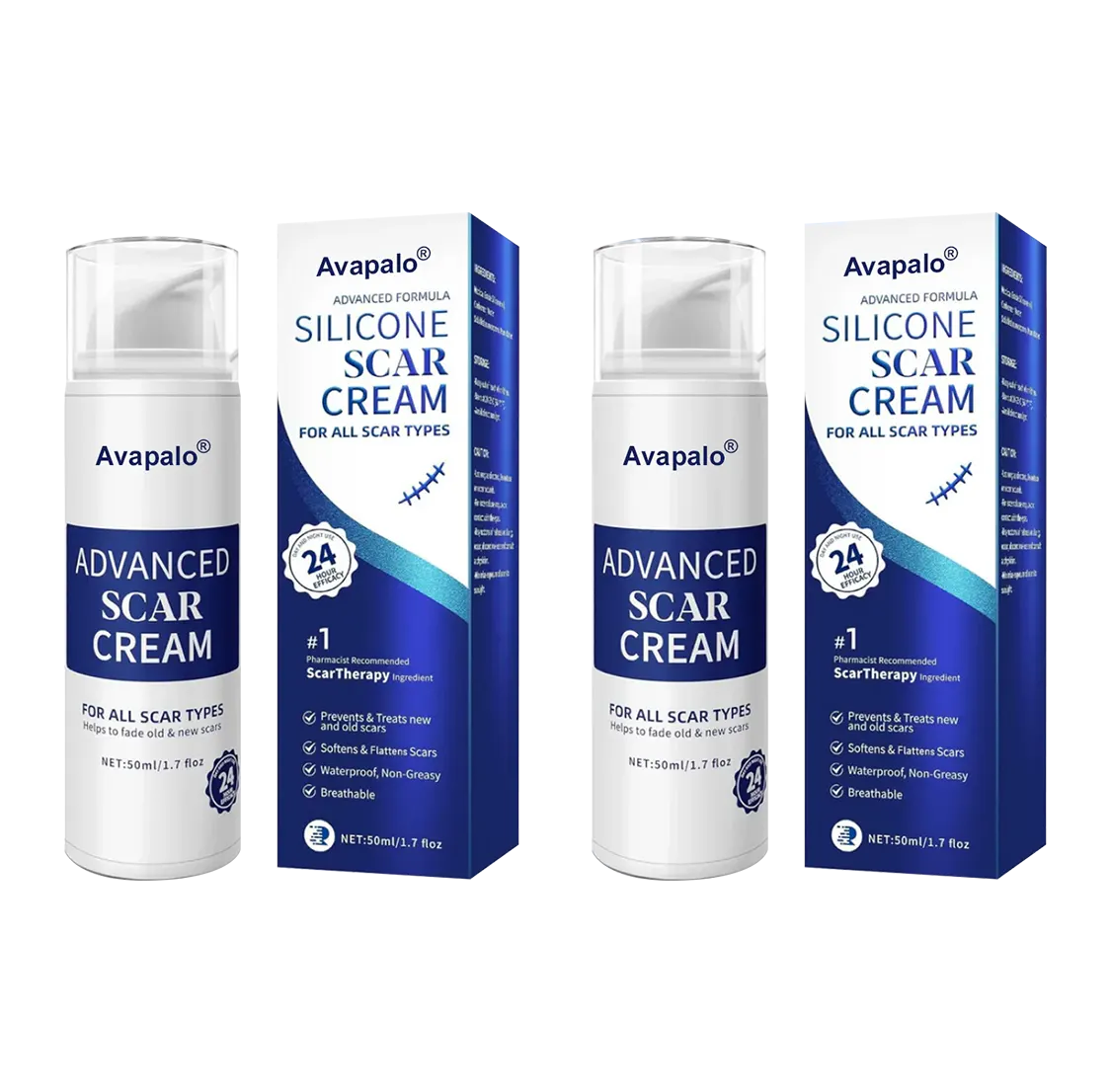 Avapalo® Advanced Silicone Scar Gel – Professional Scar Removal Cream for Surgical Scars, Keloids, Stretch Marks, C-Section & Old or New Scars Repair Treatment
