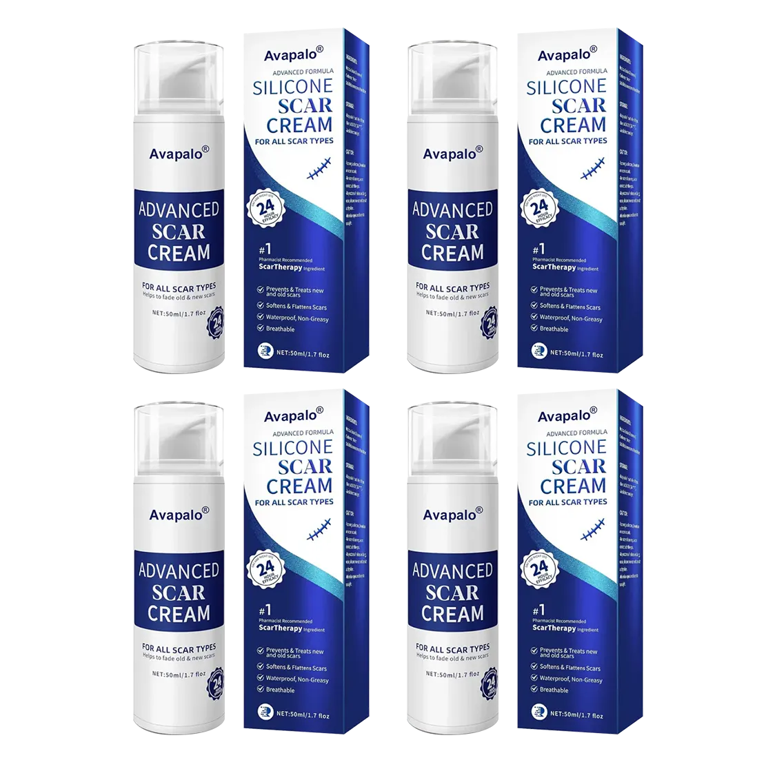 Avapalo® Advanced Silicone Scar Gel – Professional Scar Removal Cream for Surgical Scars, Keloids, Stretch Marks, C-Section & Old or New Scars Repair Treatment