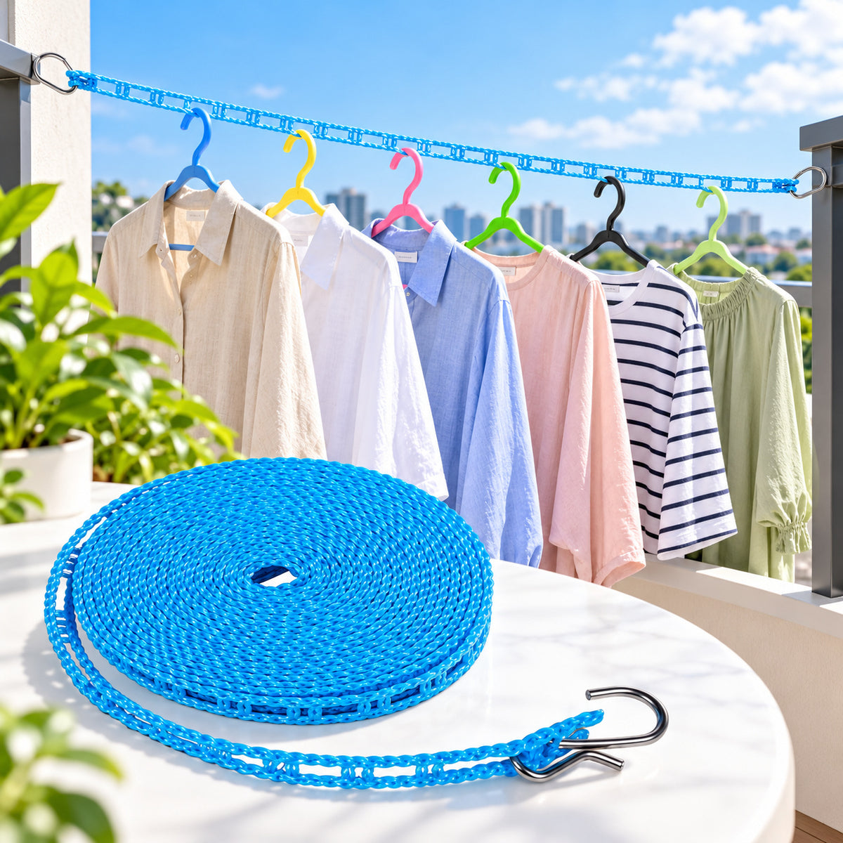 Windproof Hanger-Slot Clothesline