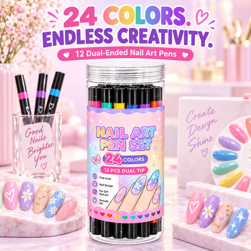 Two Tips, Endless Looks: 24-Color Nail Drawing Set 🌈💅