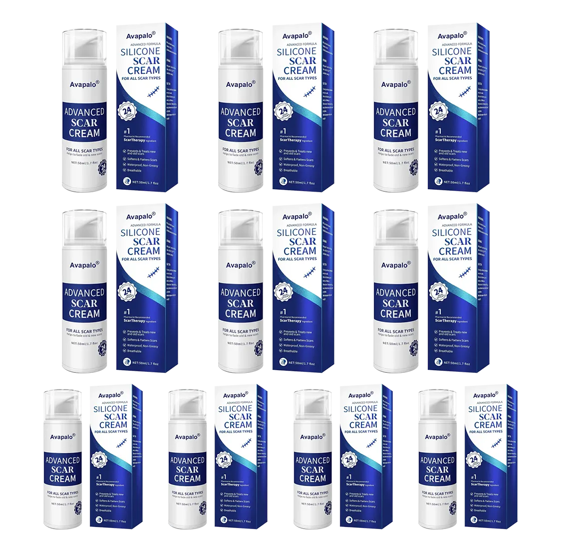 Avapalo® Advanced Silicone Scar Gel – Professional Scar Removal Cream for Surgical Scars, Keloids, Stretch Marks, C-Section & Old or New Scars Repair Treatment