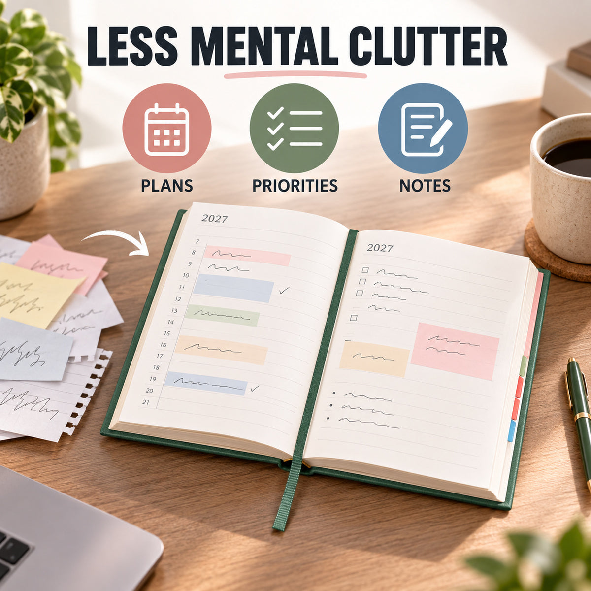 2027 Minimalist Daily Planner Notebook