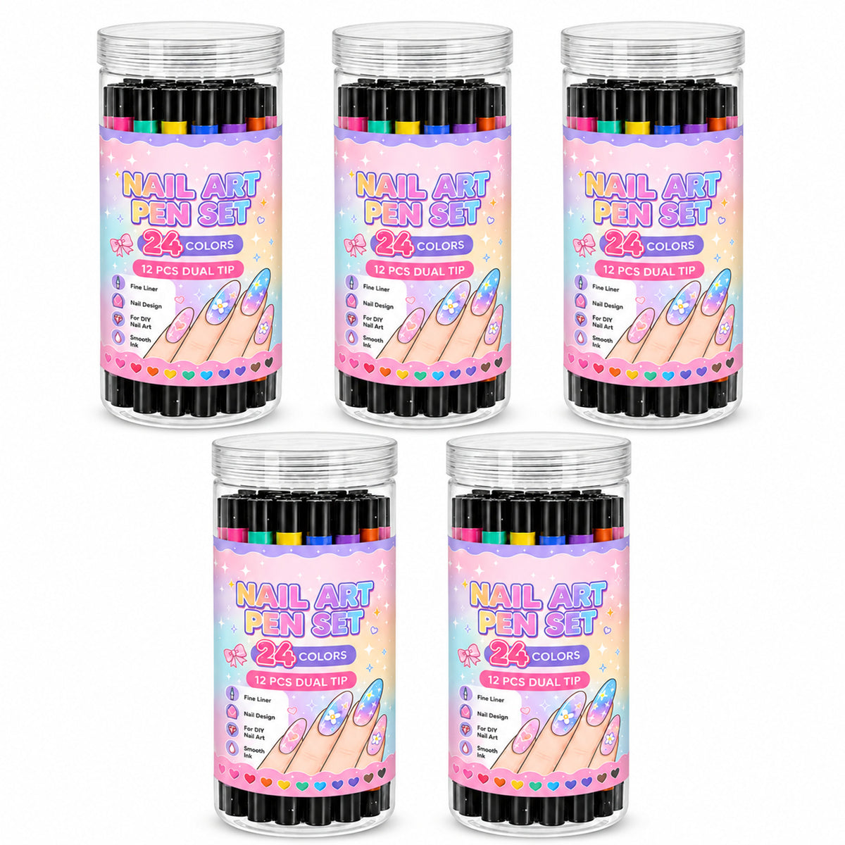Two Tips, Endless Looks: 24-Color Nail Drawing Set 🌈💅