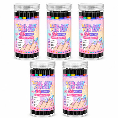 Two Tips, Endless Looks: 24-Color Nail Drawing Set 🌈💅