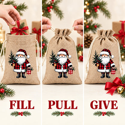 Christmas Drawstring Gift Bags – Reusable Holiday Treat & Gift Pouches