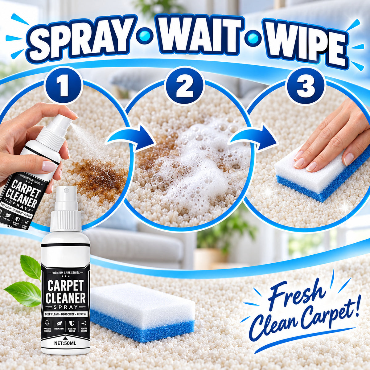 Deep Cleaning Carpet & Upholstery Cleaner Spray