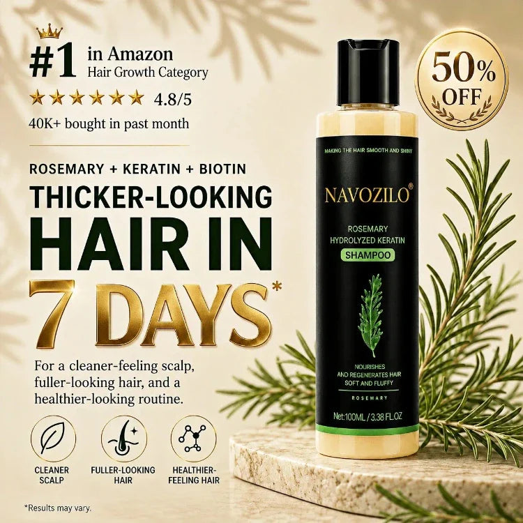 🌊🦄LAST DAY 50% OFF🏆NAVOZILO® Official-Size Rosemary Keratin Scalp Shampoo| Full-size scalp care for thicker-looking, stronger-feeling hair.