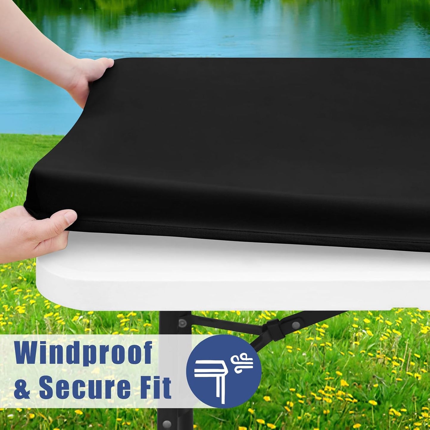 Vivia™ Stretch Fabric Table Top Cap Cover – Elastic Edge, Waterproof & Reusable