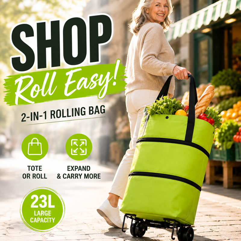 Foldable 2-in-1 Rolling Tote Bag