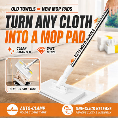 Extendable Telescopic Disposable Flat Clip Mop, 360° Swivel Lightweight Floor Mop