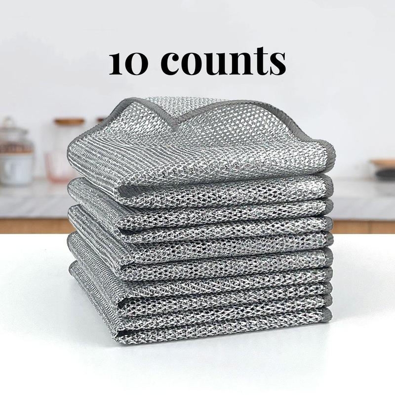 ⏳LAST DAY BUY 2 GET 1 FREE!💕Vivia™ Silver Mesh Dishcloths – Tough on Stubborn Stains, Gentle on Cookware✨