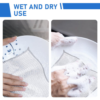 ⏳LAST DAY BUY 2 GET 1 FREE!💕Vivia™ Silver Mesh Dishcloths – Tough on Stubborn Stains, Gentle on Cookware✨