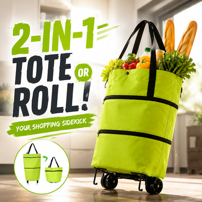 Foldable 2-in-1 Rolling Tote Bag