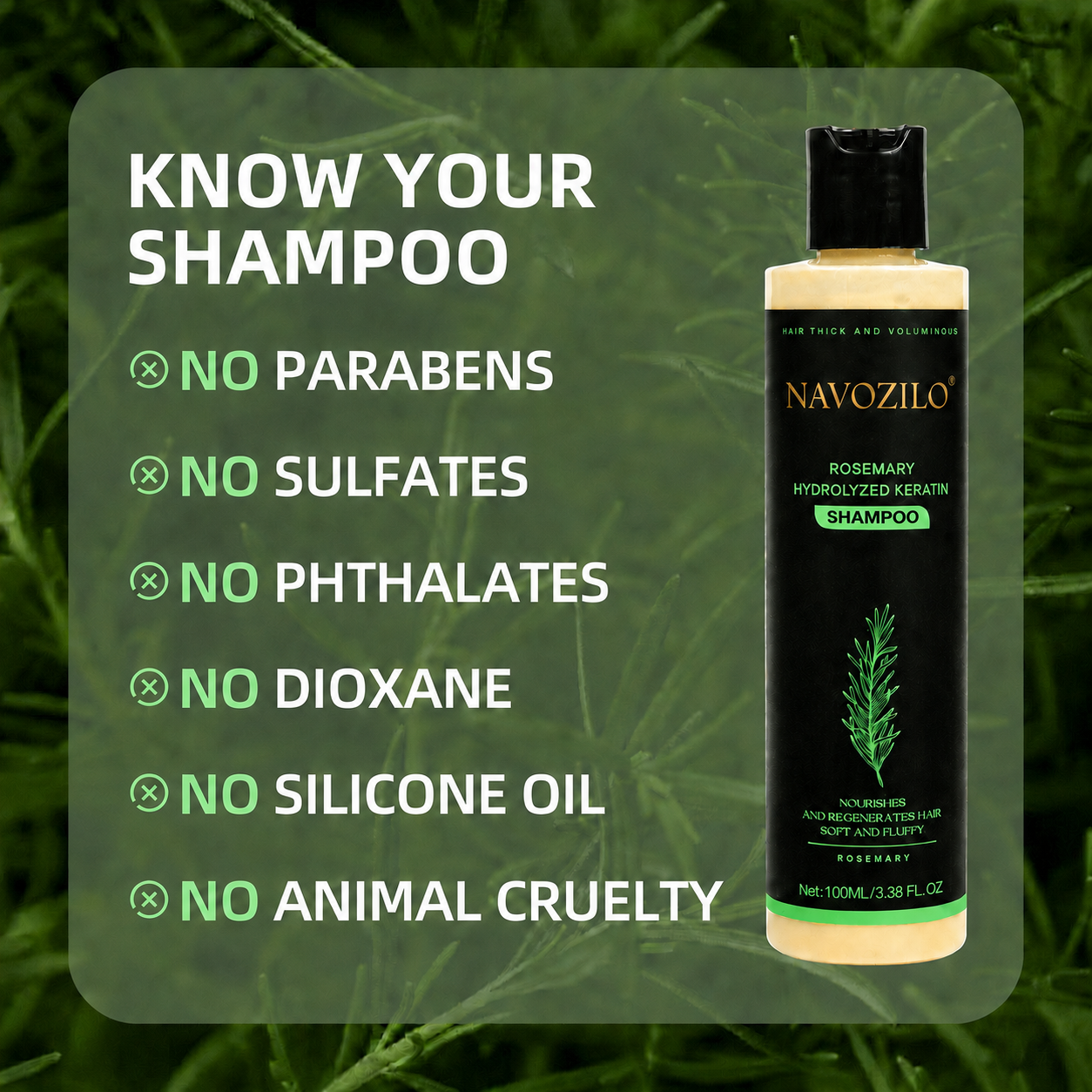 🌊🦄LAST DAY 50% OFF🏆NAVOZILO® Official-Size Rosemary Keratin Scalp Shampoo| Full-size scalp care for thicker-looking, stronger-feeling hair.
