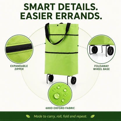 Foldable 2-in-1 Rolling Tote Bag