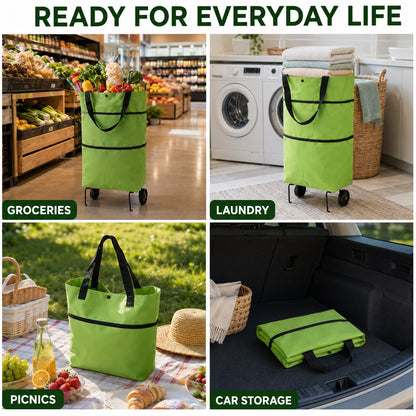 Foldable 2-in-1 Rolling Tote Bag