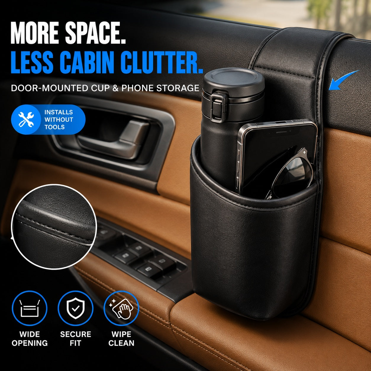 Leather Cup & Phone Holder