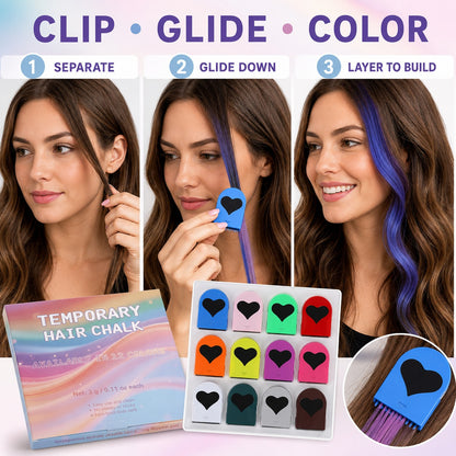 12-Color Temporary Hair Chalk Applicator Set