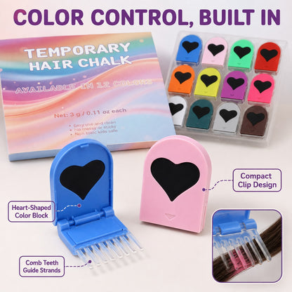 12-Color Temporary Hair Chalk Applicator Set