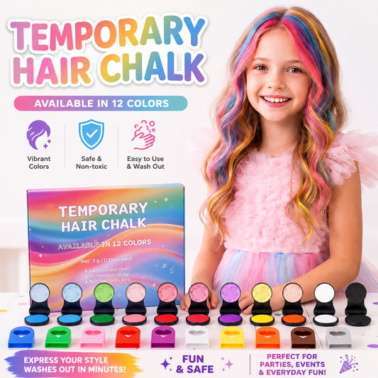 12-Color Temporary Hair Chalk Applicator Set