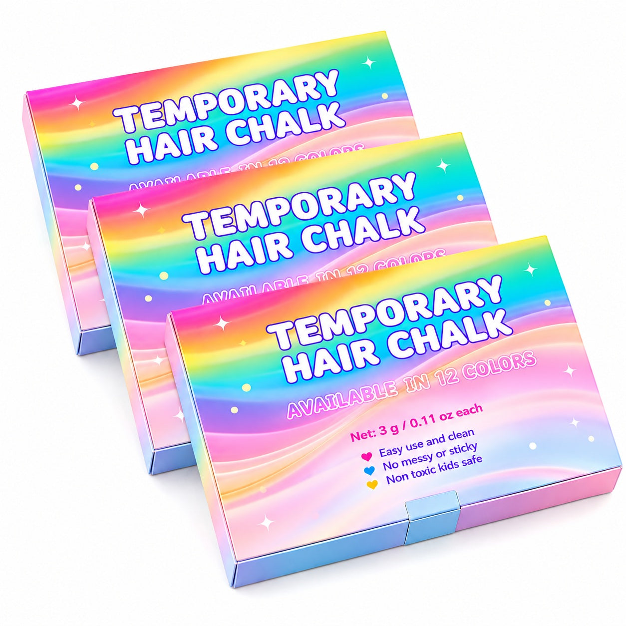 12-Color Temporary Hair Chalk Applicator Set