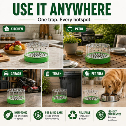 🌿🪰Chemical-Free Reusable Non-Electric Fly Trap for Kitchen & Patio