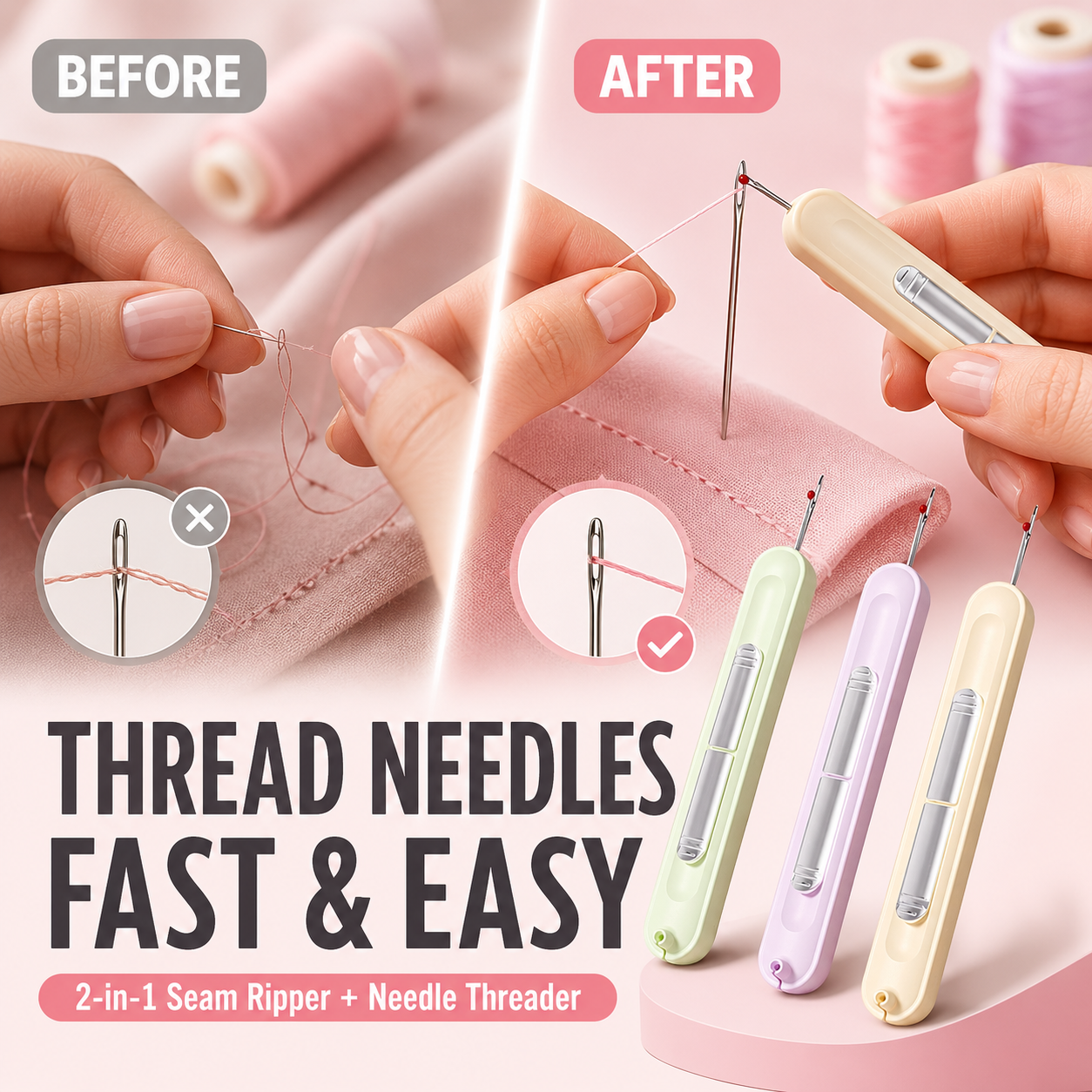 Eptchn 2-in-1 Needle Threader & Seam Ripper Tool