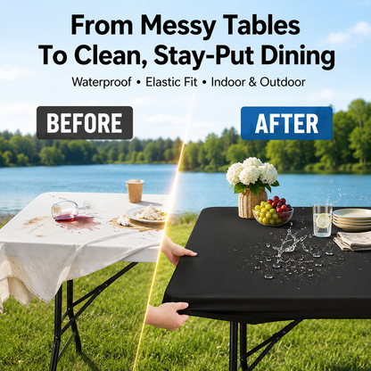 Vivia™ Stretch Fabric Table Top Cap Cover – Elastic Edge, Waterproof & Reusable