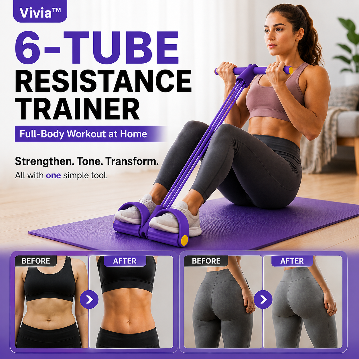 Vivia™ Full-Body Resistance Band Trainer💪2026 latest 6-Tube Pedal Resistance Device