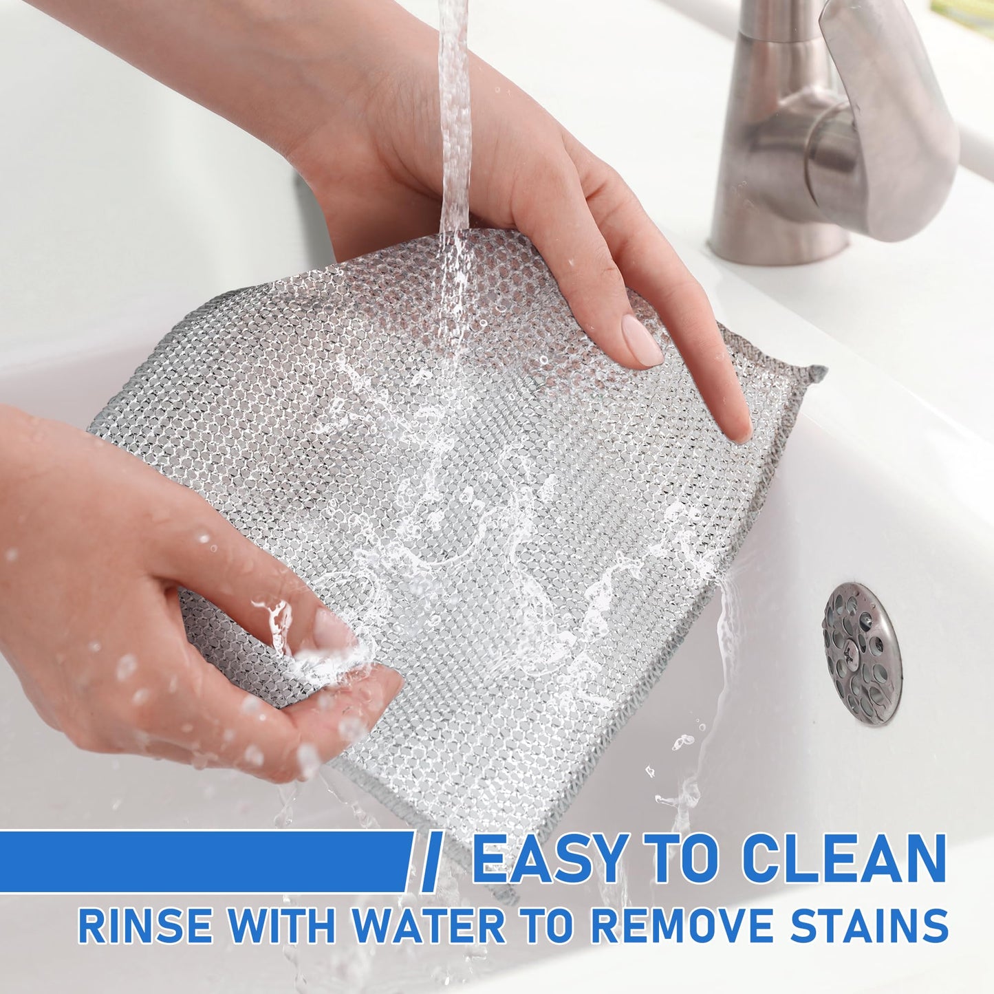 ⏳LAST DAY BUY 2 GET 1 FREE!💕Vivia™ Silver Mesh Dishcloths – Tough on Stubborn Stains, Gentle on Cookware✨