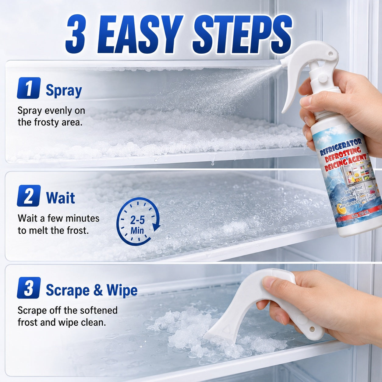 ⚡SUPER PRICE🧊Defrost spray for fridge and freezer🎁 (free scraper included)