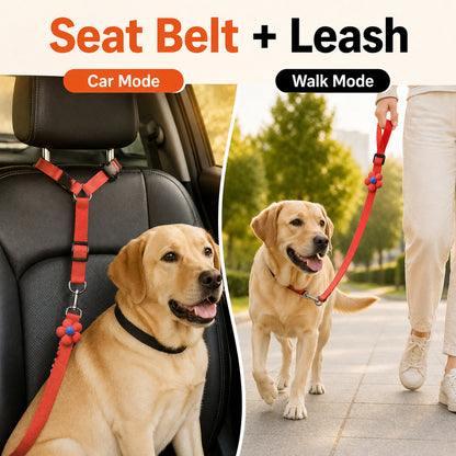 Easy Ride Upgrade 🐾✨ 2-in-1 Headrest Dog Car Seat Belt Leash