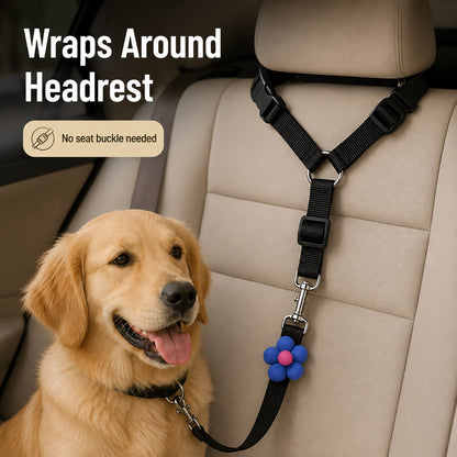 Easy Ride Upgrade 🐾✨ 2-in-1 Headrest Dog Car Seat Belt Leash