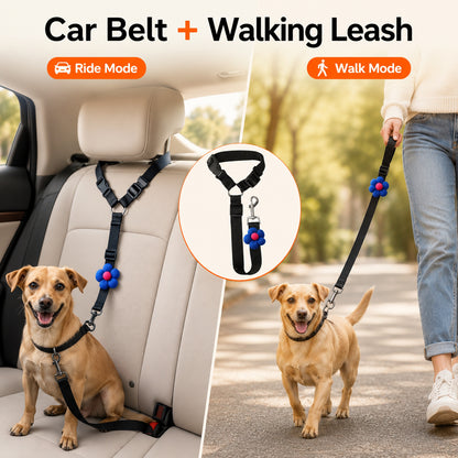 Easy Ride Upgrade 🐾✨ 2-in-1 Headrest Dog Car Seat Belt Leash