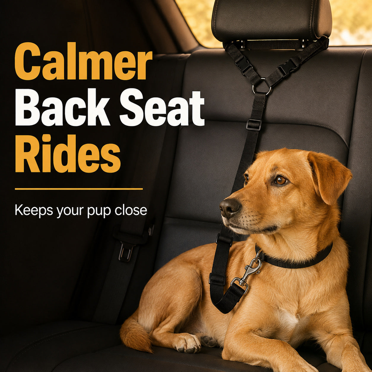 Easy Ride Upgrade 🐾✨ 2-in-1 Headrest Dog Car Seat Belt Leash
