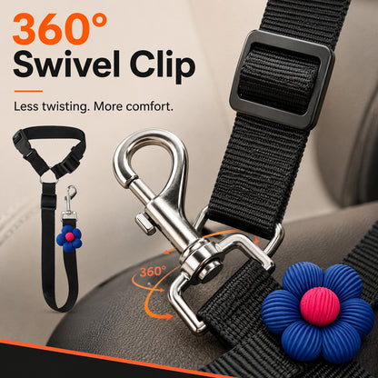 Easy Ride Upgrade 🐾✨ 2-in-1 Headrest Dog Car Seat Belt Leash