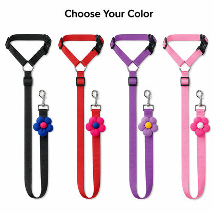 Easy Ride Upgrade 🐾✨ 2-in-1 Headrest Dog Car Seat Belt Leash