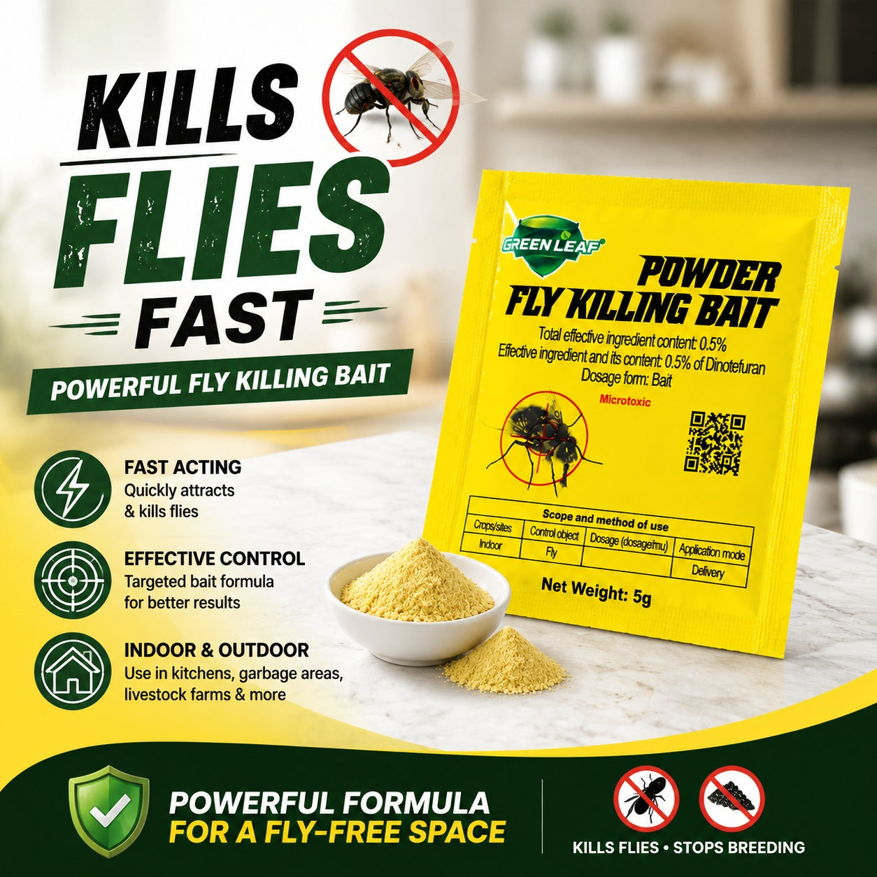 Fly Killing Bait Powder | Fast-Acting Indoor Fly Control（offer）