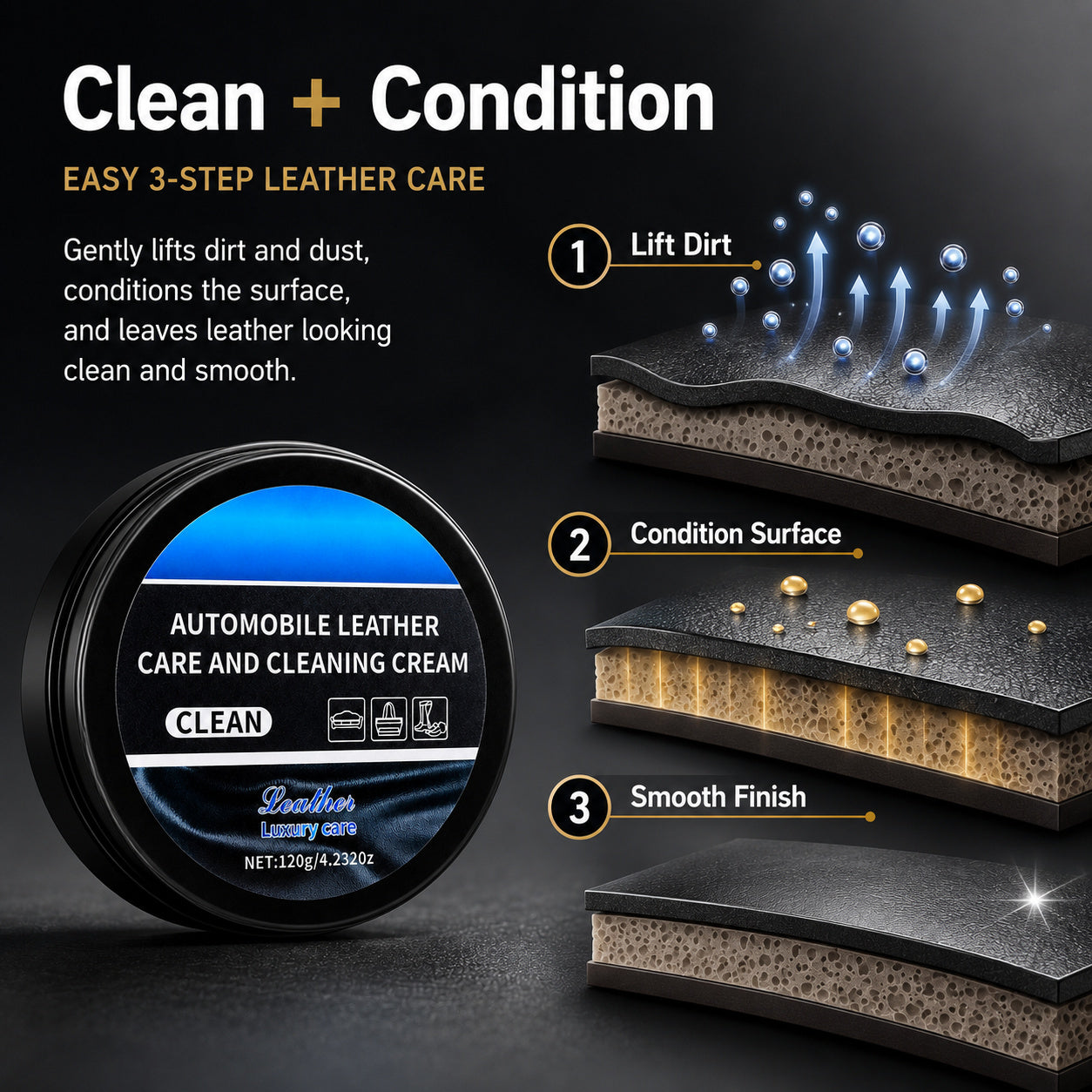 Home & Car Favorite 🚗🛋️ Leather Care Cream with Easy Wipe-On Cleaning