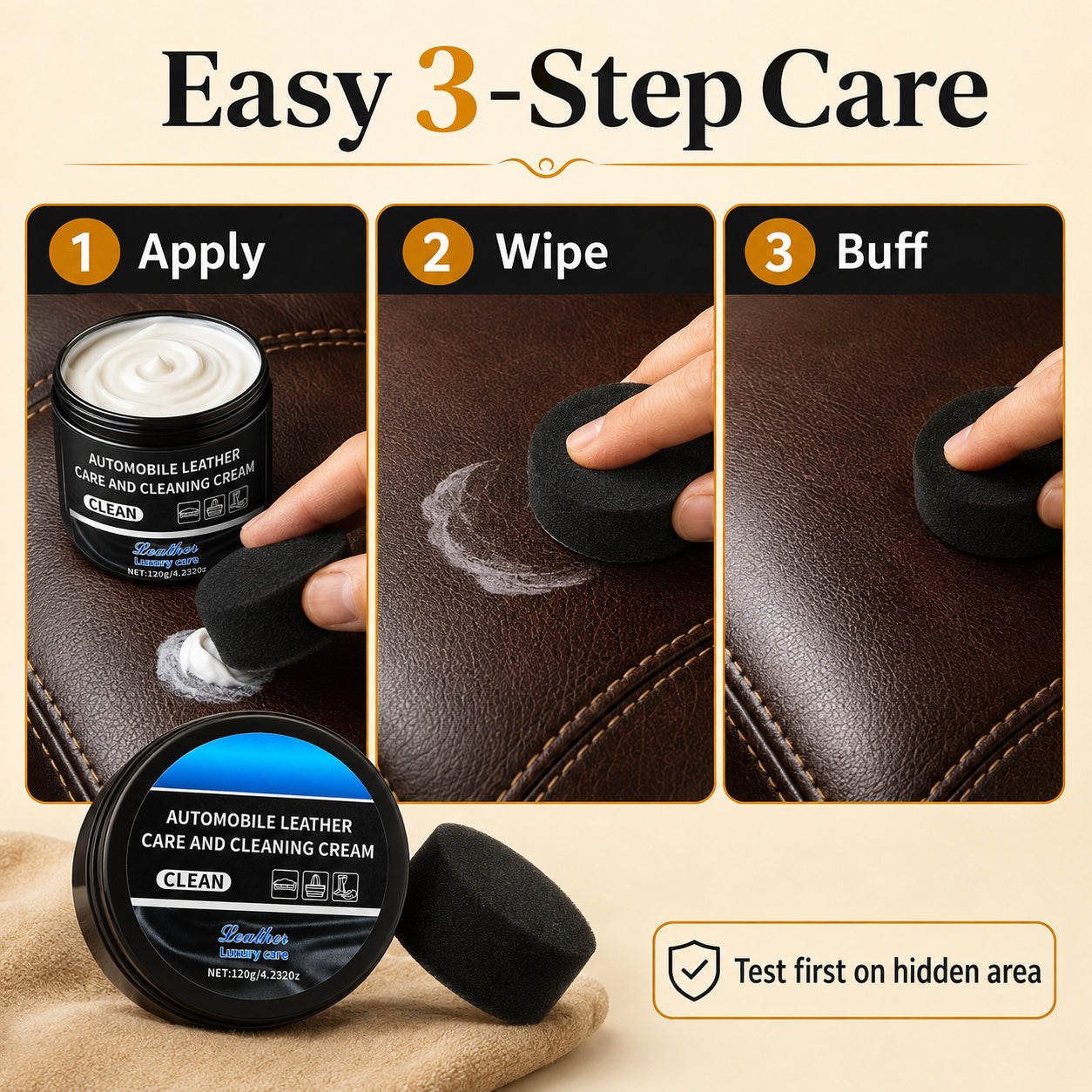Home & Car Favorite 🚗🛋️ Leather Care Cream with Easy Wipe-On Cleaning