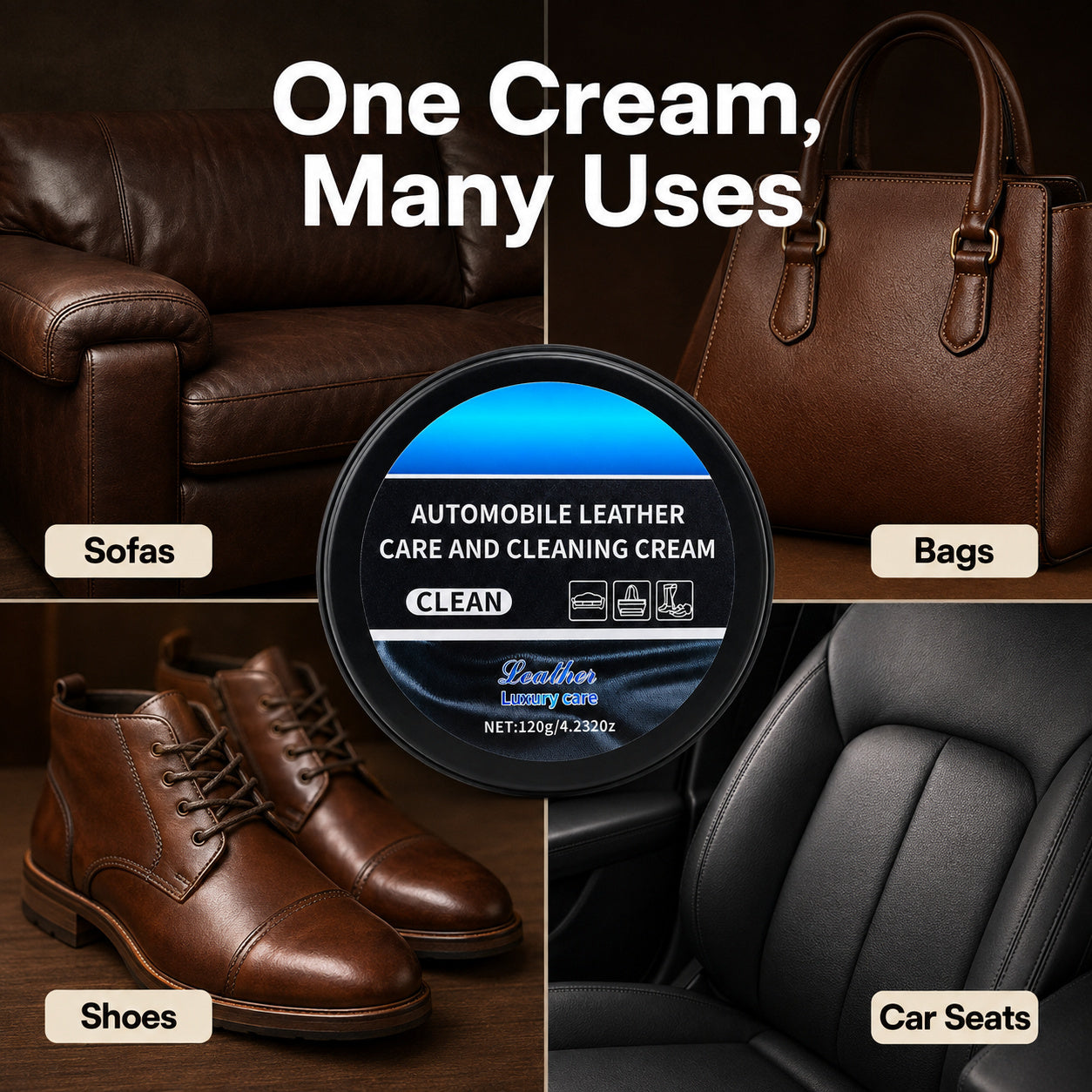 Home & Car Favorite 🚗🛋️ Leather Care Cream with Easy Wipe-On Cleaning