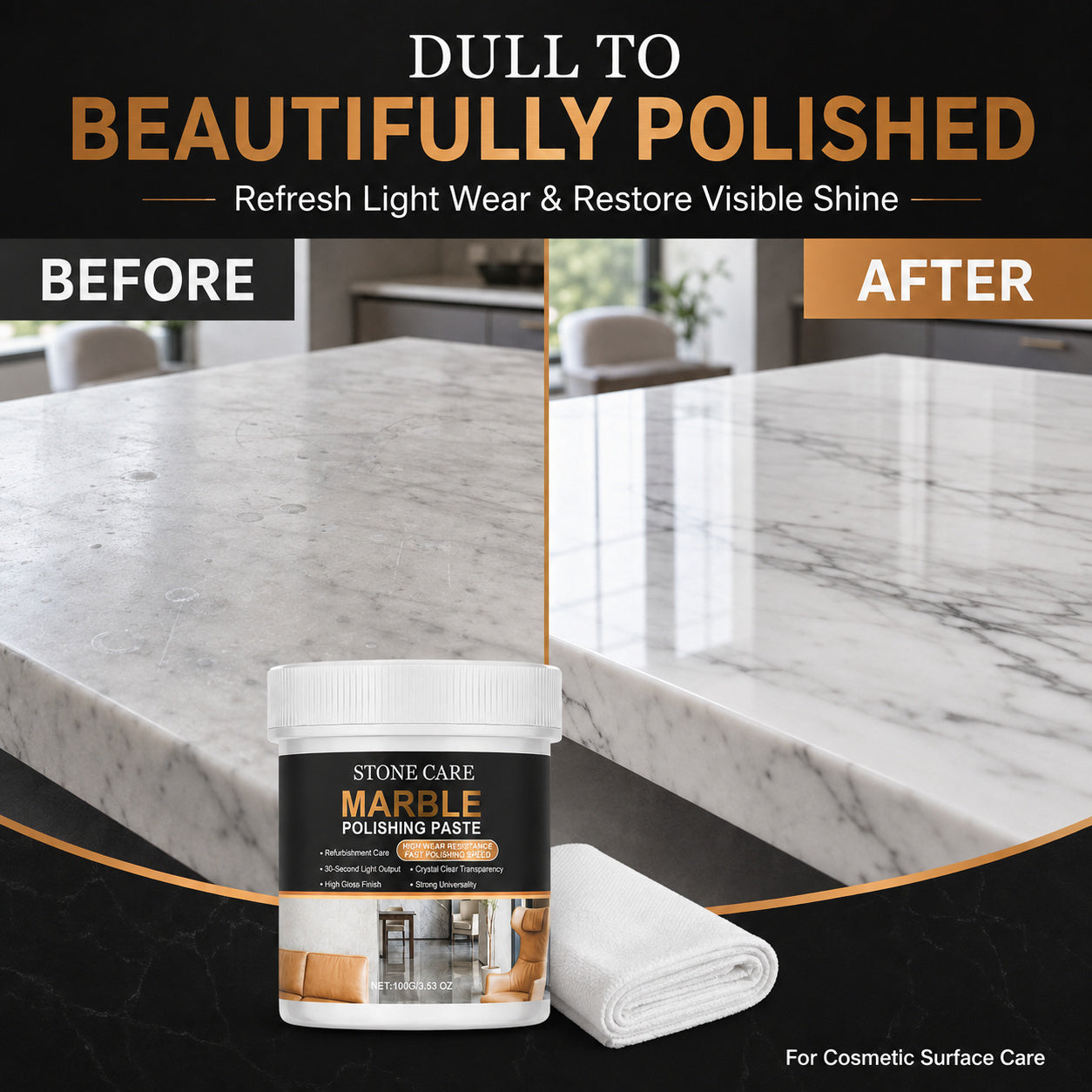 A Brighter Finish in One Routine 🧽✨ Marble Surface Polish
