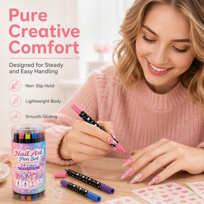 Two Tips, Endless Looks: 24-Color Nail Drawing Set 🌈💅