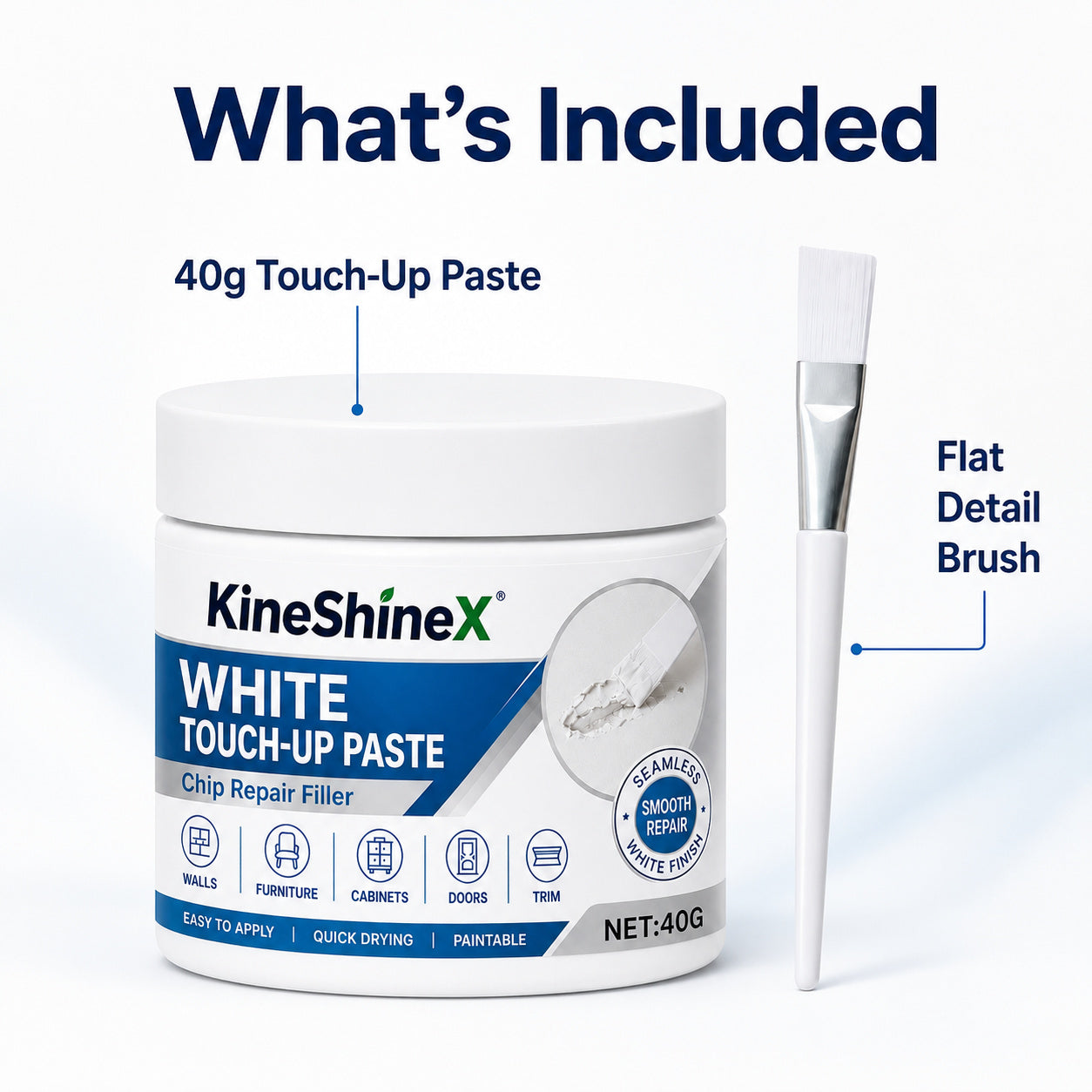 White Furniture Touch-Up Paste with Brush