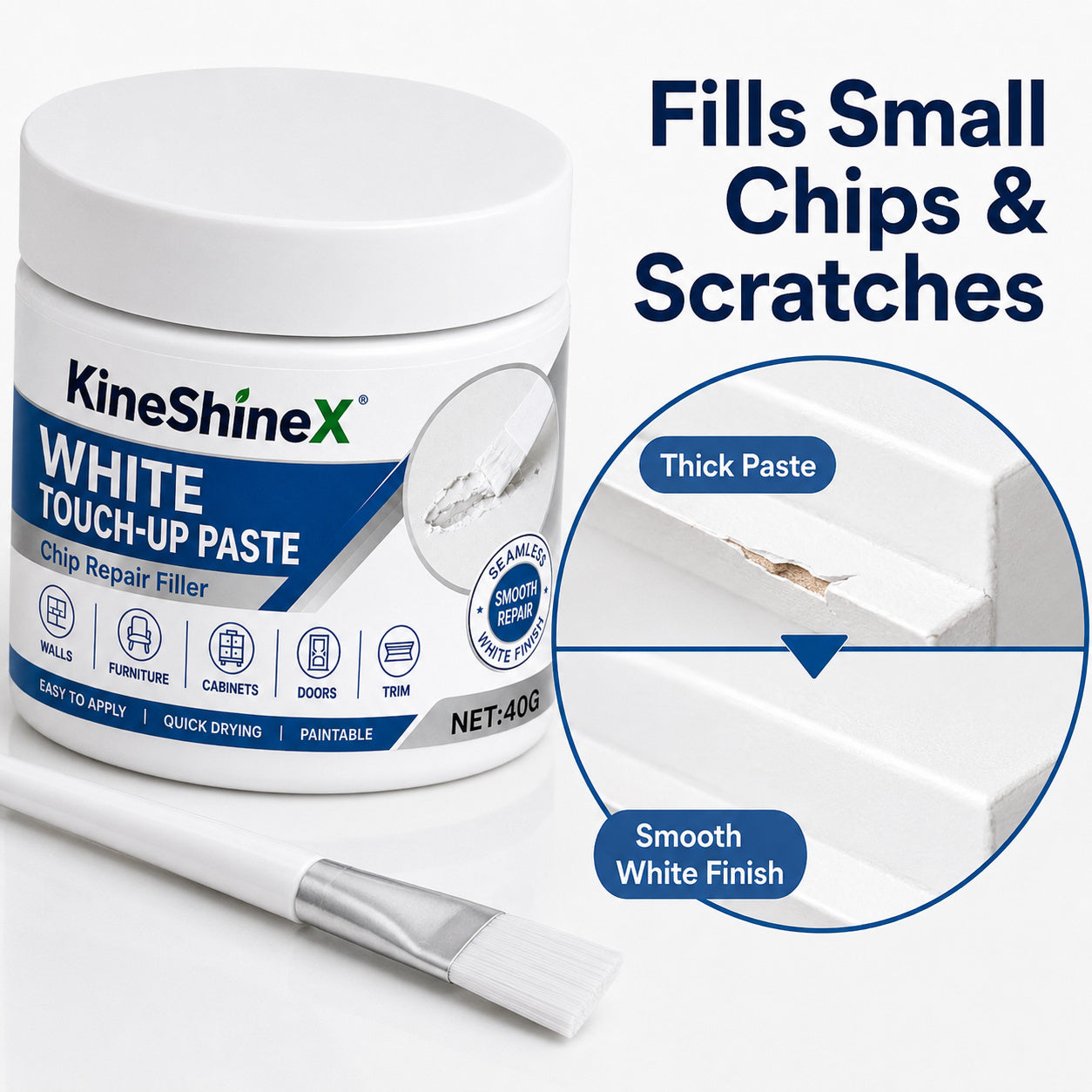 White Furniture Touch-Up Paste with Brush